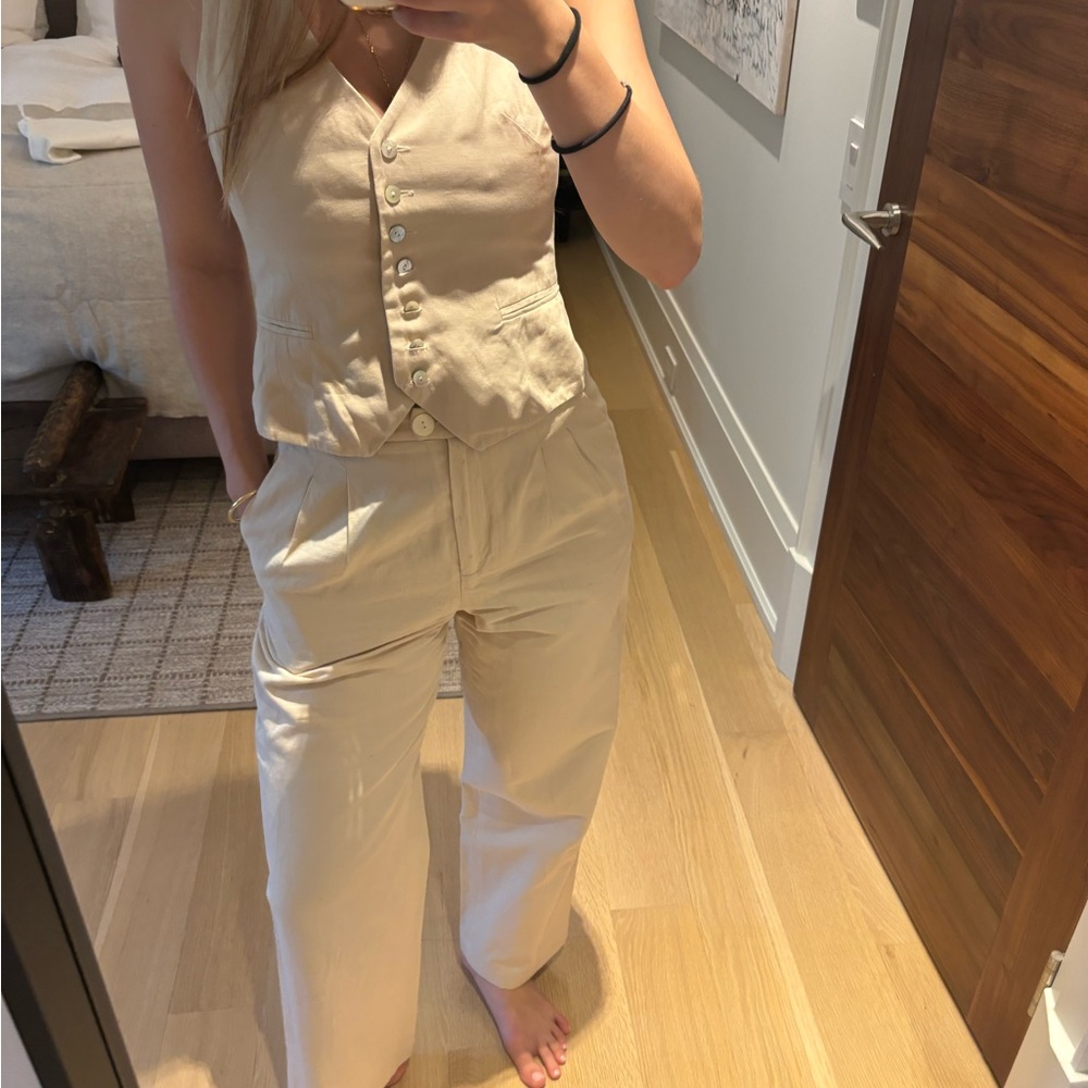 Rouje Cream High waisted trousers